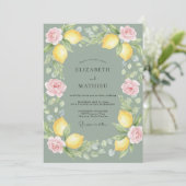 Invitation Mariage Citron Sage Eucalyptus Citron Muté (Debout devant)
