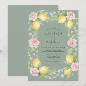 Invitation Mariage Citron Sage Eucalyptus Citron Muté (Devant / Derrière)
