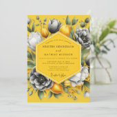 Invitation Mariage Citron Souci Échelle de Gris (Debout devant)