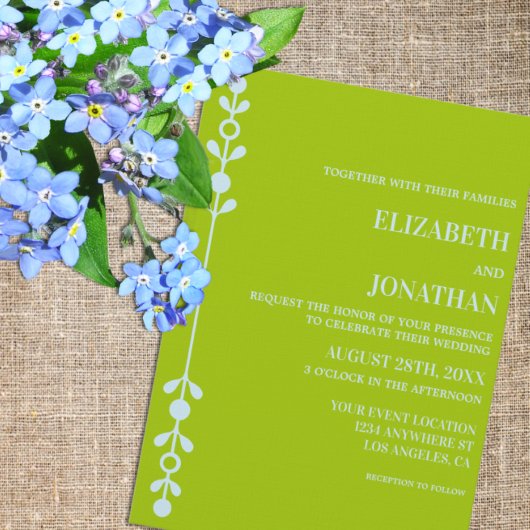 Invitation Mariage Citron Vert & Bleu Côtiers