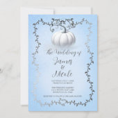 Invitation Mariage Citrouille Blanche Livre de Contes Bleu &  (Devant)