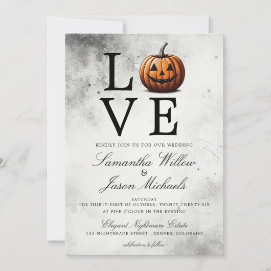 Invitation Mariage Citrouille d'amour (Devant)