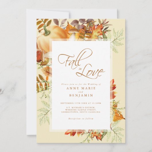 Invitation Mariage Citrouille d'aquarelle Fall In Love (Devant)