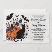 Invitation Mariage Citrouille de Chat noir (Devant)
