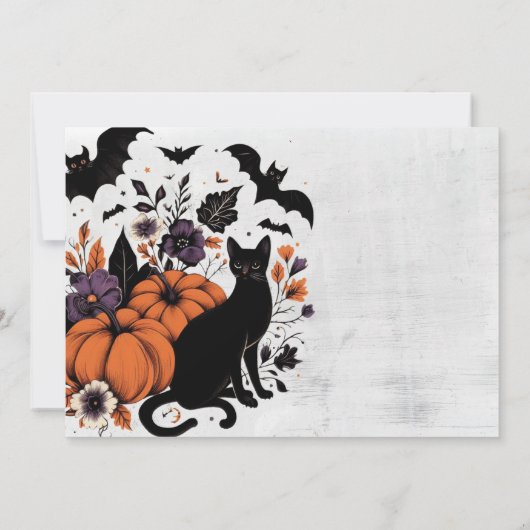 Invitation Mariage Citrouille de Chat noir (Dos)