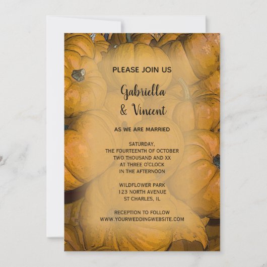 Invitation Mariage Citrouille d'Orange (Devant)