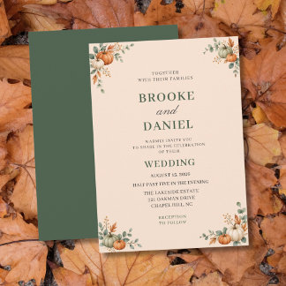 Invitation Mariage Citrouille Eucalyptus de Famille