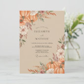 Invitation Mariage Citrouille Eucalyptus Orange Brûlé (Debout devant)