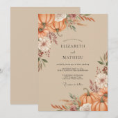 Invitation Mariage Citrouille Eucalyptus Orange Brûlé (Devant / Derrière)