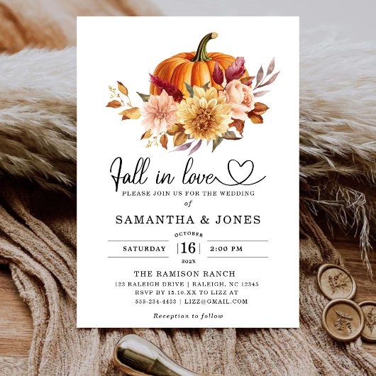 Invitation Mariage Citrouille Fall in Love