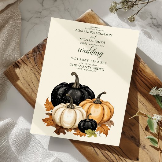 Invitation Mariage Citrouille noir et blanc