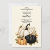 Invitation Mariage Citrouille noir et blanc rustique (Devant)