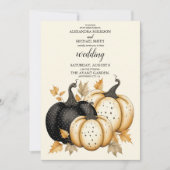 Invitation Mariage Citrouille noir et or rustique (Devant)