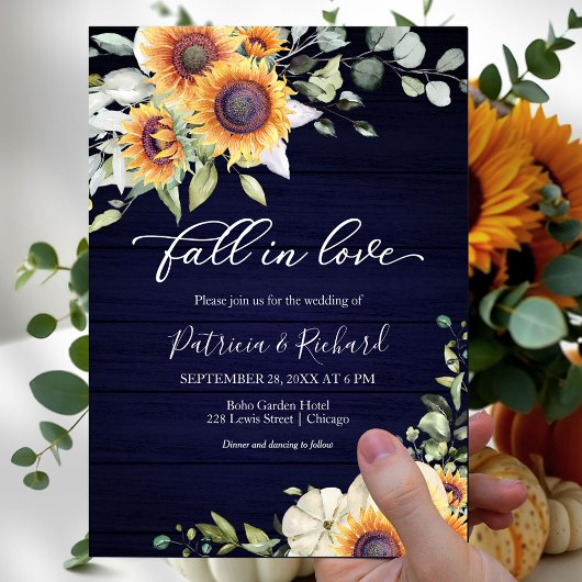 Invitation Mariage Citrouille Tournesol Coup de Foudre