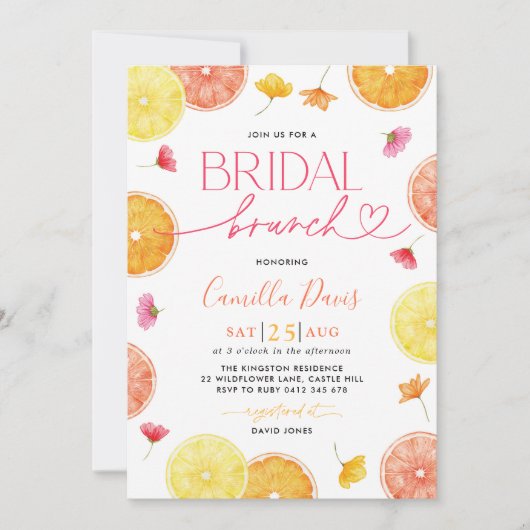 Invitation Mariage Citrus Brunch Lemon Fête des mariées brill (Devant)