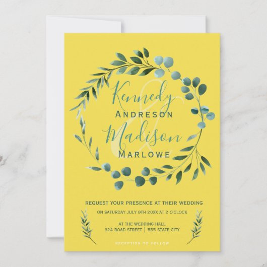 Invitation Mariage Citrus Eucalyptus Lemon (Devant)