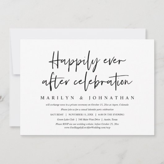 Invitation Mariage Civil Après une Fuite Heureuse Dîner (Devant)