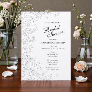 Invitation Mariage civil de printemps en noir et blanc avec f