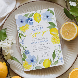 Invitation Mariage civil Fleur Bleue Citron Main Squeeze