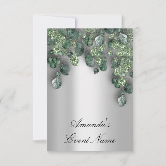 Invitation Mariage civil Glitter Brun Gris Eucalyptus Verdure (Dos)