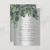 Invitation Mariage civil Glitter Brun Gris Eucalyptus Verdure (Devant / Derrière)