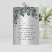 Invitation Mariage civil Glitter SmokeGray Eucalyptus Verdure (Debout devant)