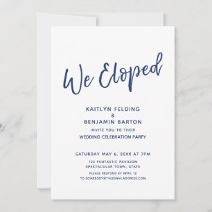 Invitation Mariage civil moderne réception uniquement Navy We