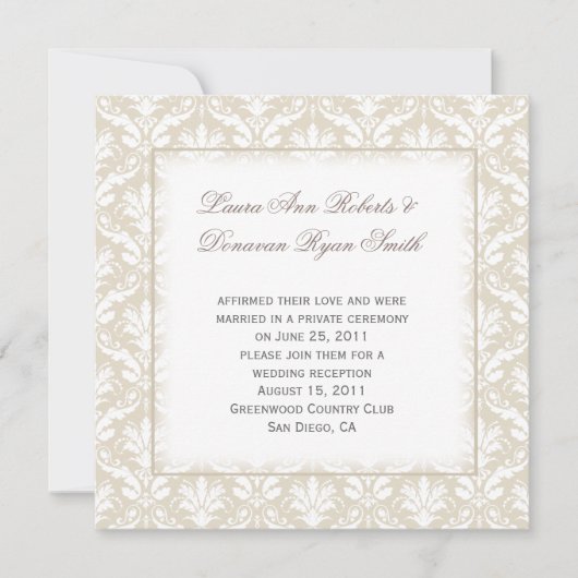 Invitation Mariage civil Vintage Tan et Blanc (Devant)