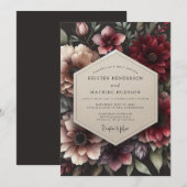 Invitation Mariage Claret Opulent Flora (Devant / Derrière)
