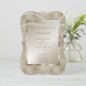 Invitation Mariage CLASSÉ ÉLÉGANT de la perle d'or de bronze (Debout devant)