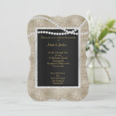 Invitation Mariage CLASSÉ ÉLÉGANT de la perle d'or de bronze (Debout devant)