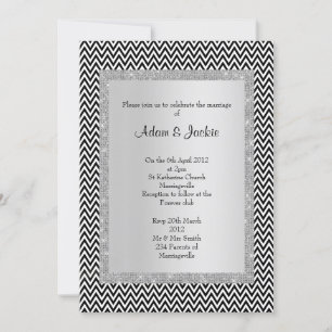 Invitation Mariage CLASSÉ ÉLÉGANT noir de chevron blanc noir