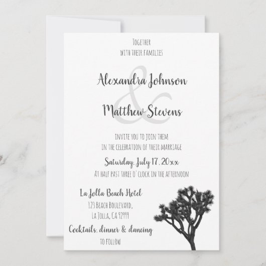 Invitation Mariage Classic Joshua Tree Noir & Blanc (Devant)