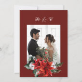 Invitation Mariage classique à branche florale rouge (Dos)