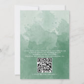 Invitation Mariage classique à code QR Monogramme vert budget (Dos)