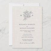 Invitation Mariage classique à monogramme botanique (Devant)