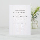 Invitation Mariage Classique à Rayures Bleues et Blanches (Debout devant)