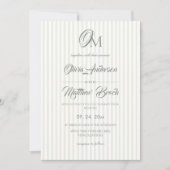 Invitation Mariage classique à rayures vert sauge (Devant)