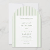 Invitation Mariage classique à rayures vertes (Devant)