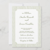 Invitation Mariage classique à rayures vertes aquarelle (Devant)