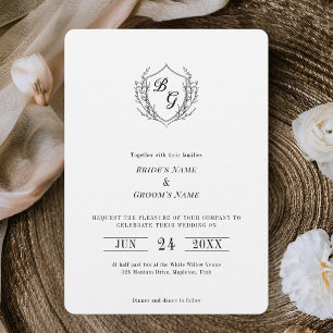 Invitation Mariage classique à trait fin avec monogramme de C