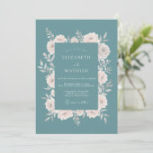 Invitation Mariage Classique Acier Ardoise Pétales (Debout devant)