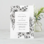 Invitation Mariage Classique Aquarelle Gris Charbon (Debout devant)