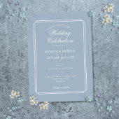 Invitation Mariage classique Art déco bleu Dusty