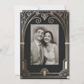 Invitation Mariage classique Art Déco élégant Black Gold des  (Dos)