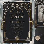 Invitation Mariage classique Art Déco élégant Black Gold des<br><div class="desc">Art Déco élégant Black Gold Classic 20s Mariage</div>