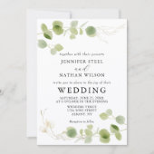 Invitation Mariage Classique au Feuillage de Eucalyptus Vert (Devant)