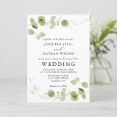 Invitation Mariage Classique au Feuillage de Eucalyptus Vert (Debout devant)