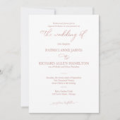Invitation Mariage Classique au Script Rose Doré Délicat (Devant)