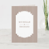 Invitation Mariage classique avec code QR photo marron rayé (Devant)